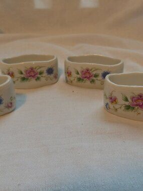 Andrea by Sadik Oval Floral Napkin Rings Japan Vintage